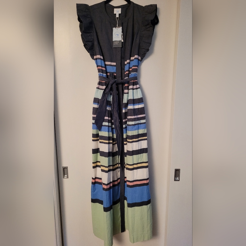 crown & ivy Black Striped Multicolor Maxi Dress